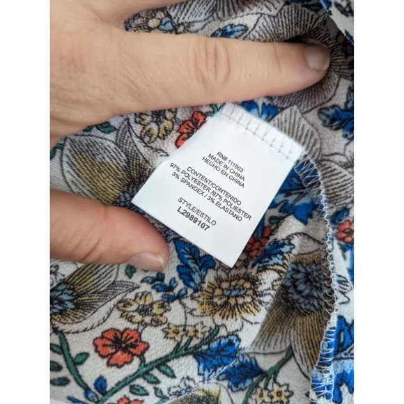 Lily White Floral Blue/Olive/Orange Spaghetti Strap Halter Top  Size Small - Picture 5 of 6